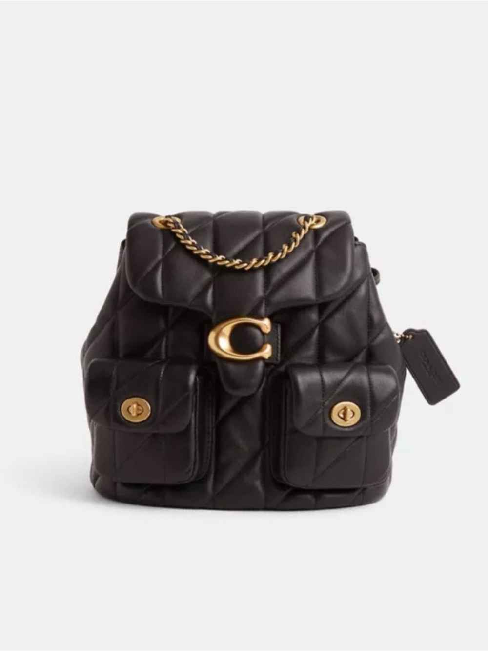Coach tabby Black Quilted Leather Backpack with Gold Hardware